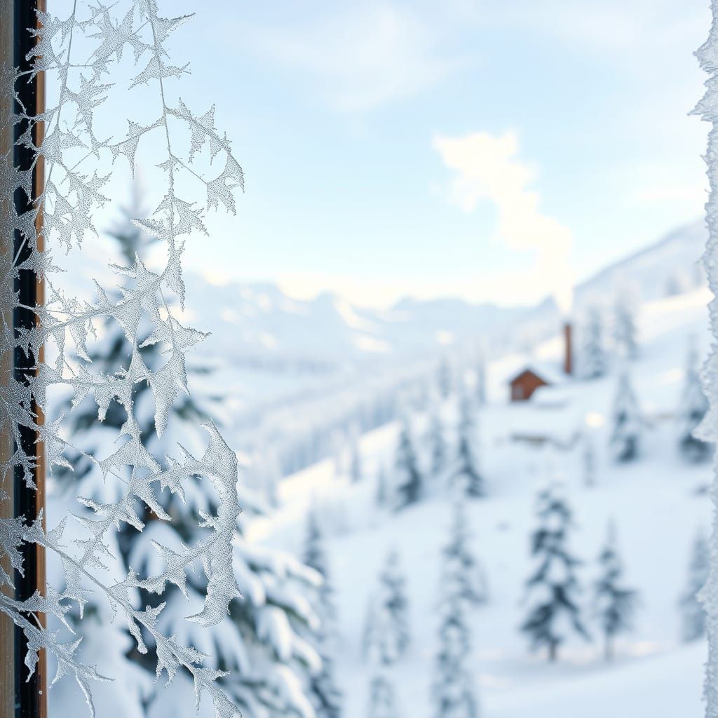 Winter Wonderland View from a Frosty Windowpane