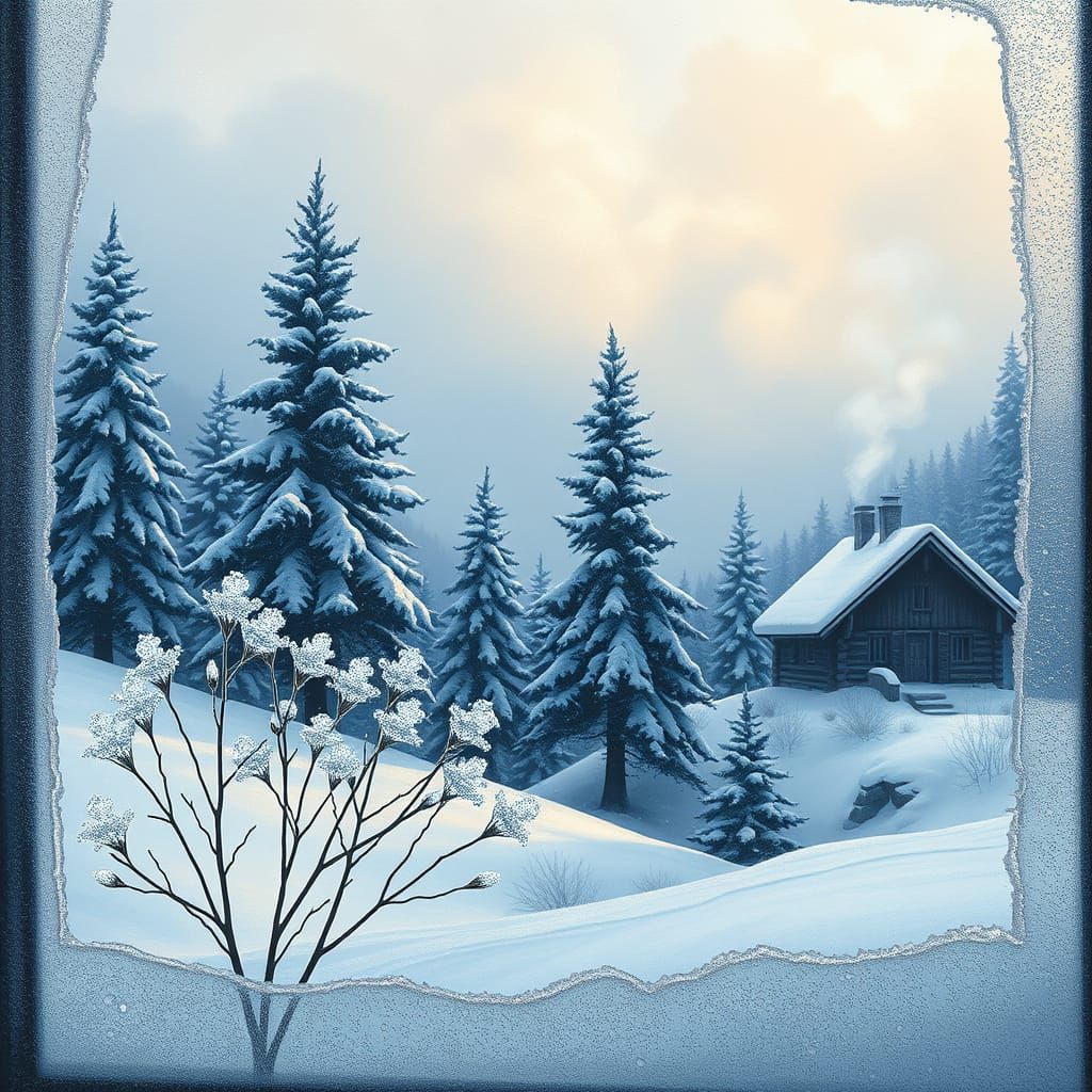 Winter Wonderland Viewed from a Frosty Window