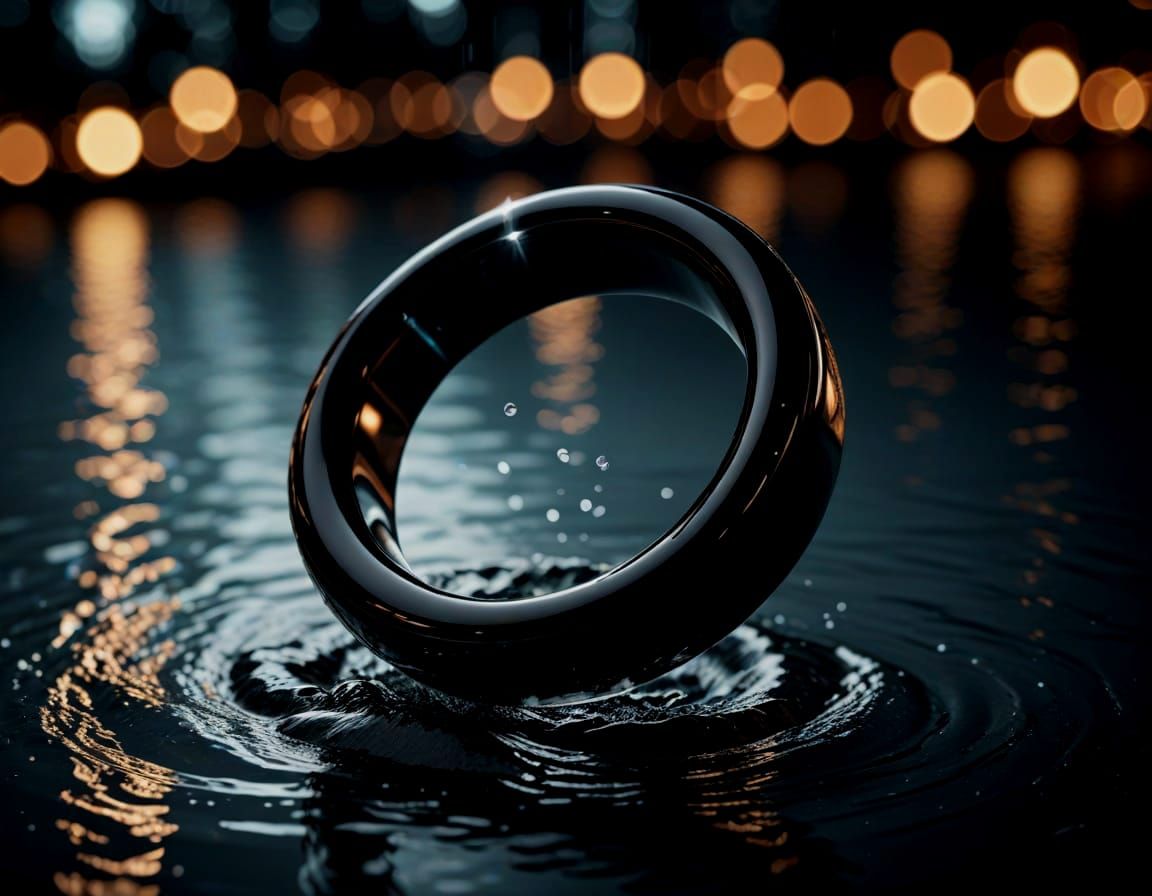 Ultra Black Ring of Power on Glowing Surface