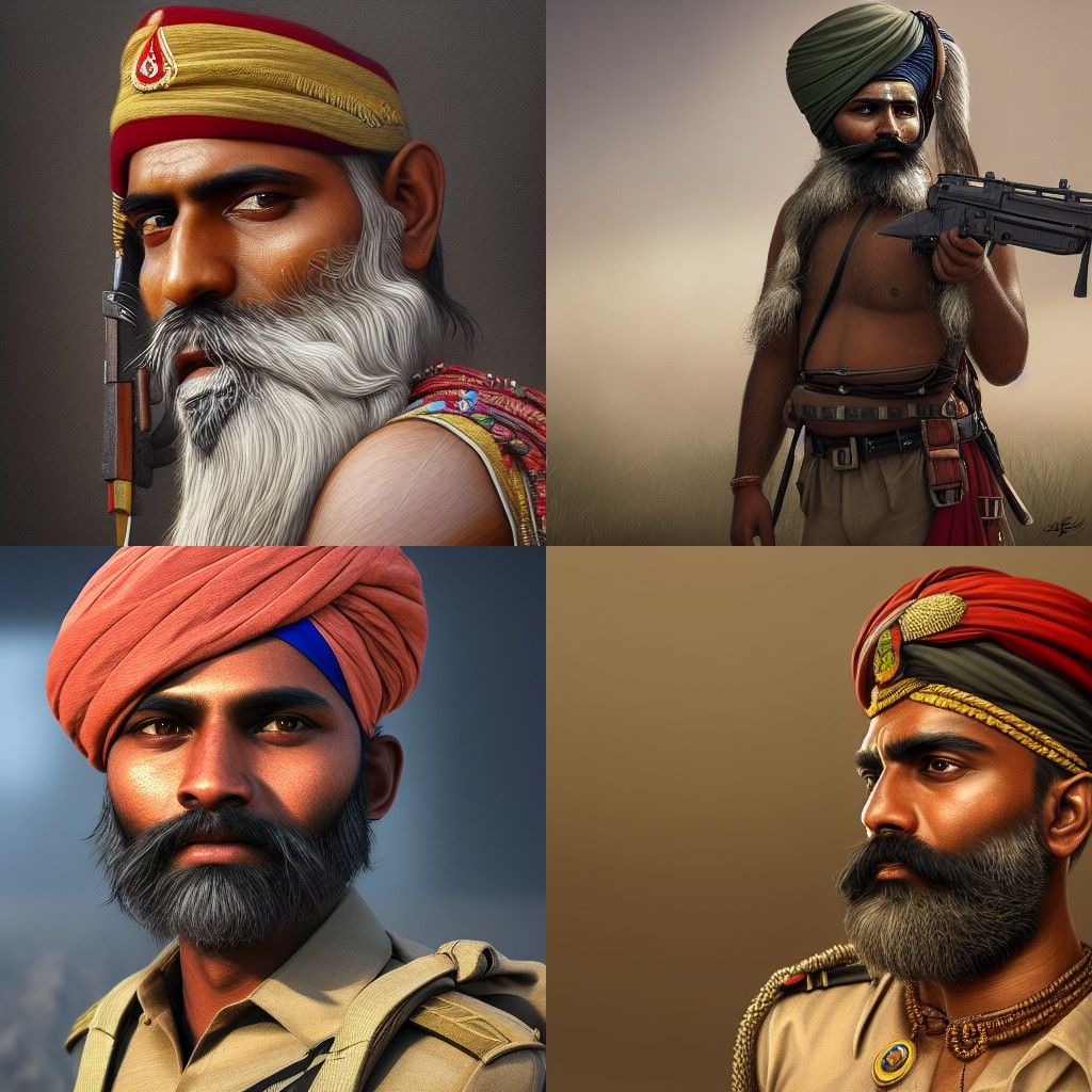 portrait of an bearded Indian soldier