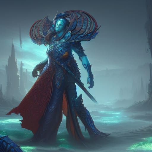 Detailed Tempest Cleric in Fantasy Art Style