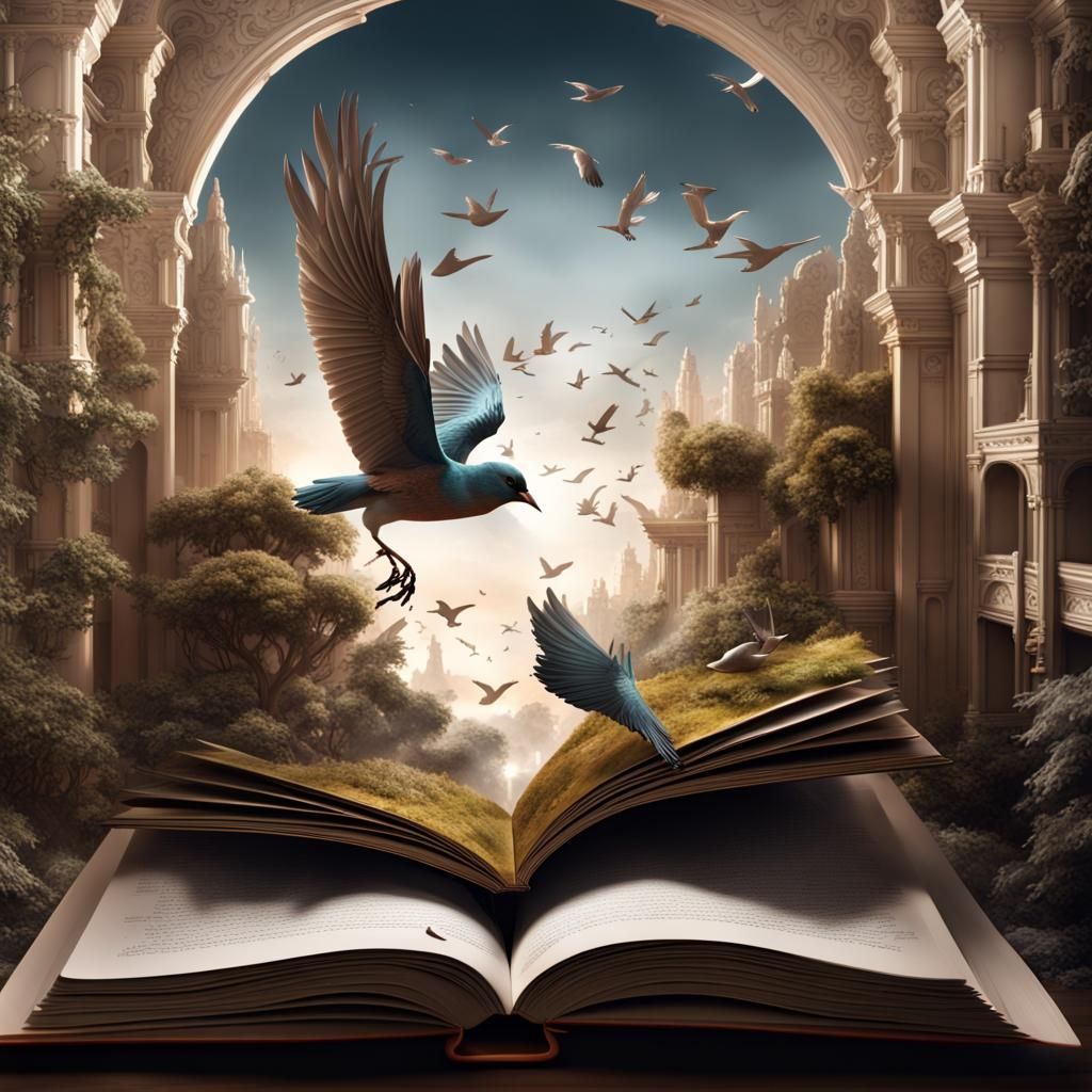 Birds Flying From Open Pop-Up Book