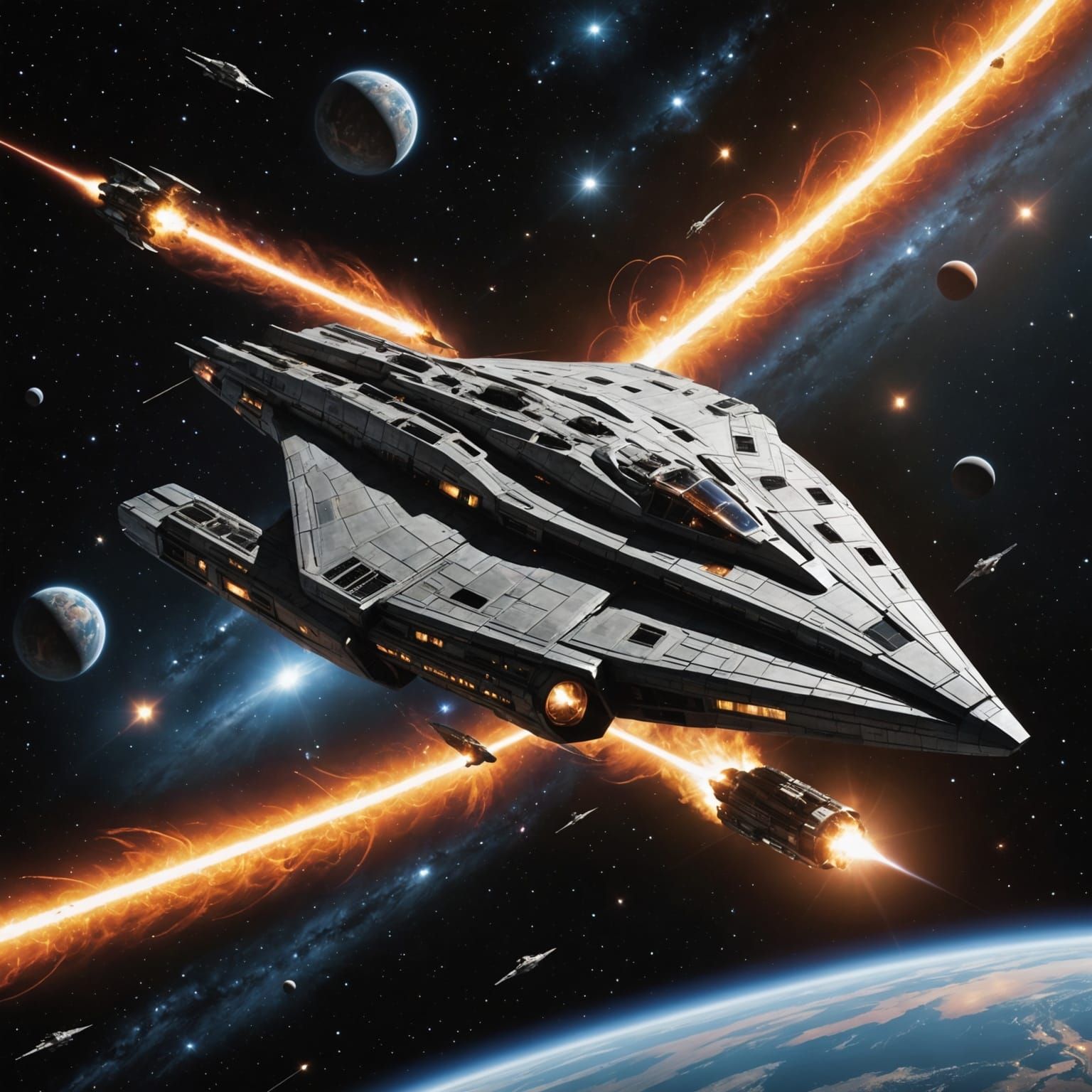 Galactic Star Ship Blazing Past Supernova in Cosmic Explosio...