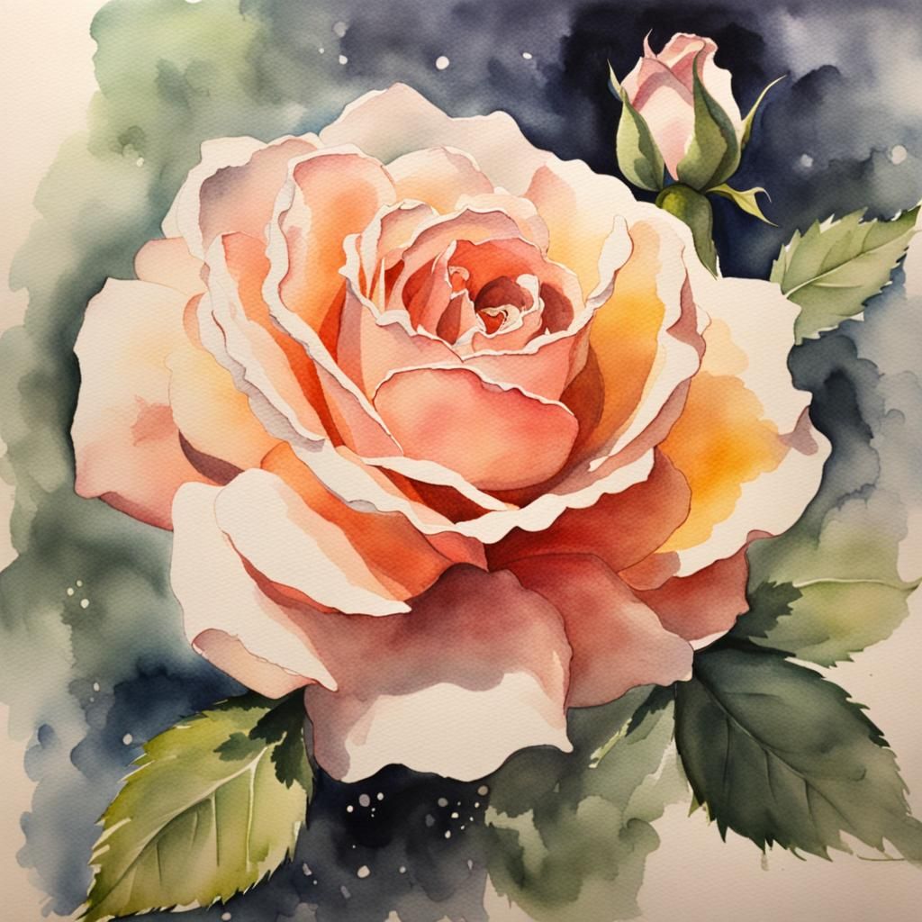 Watercolor Painting of a Rose