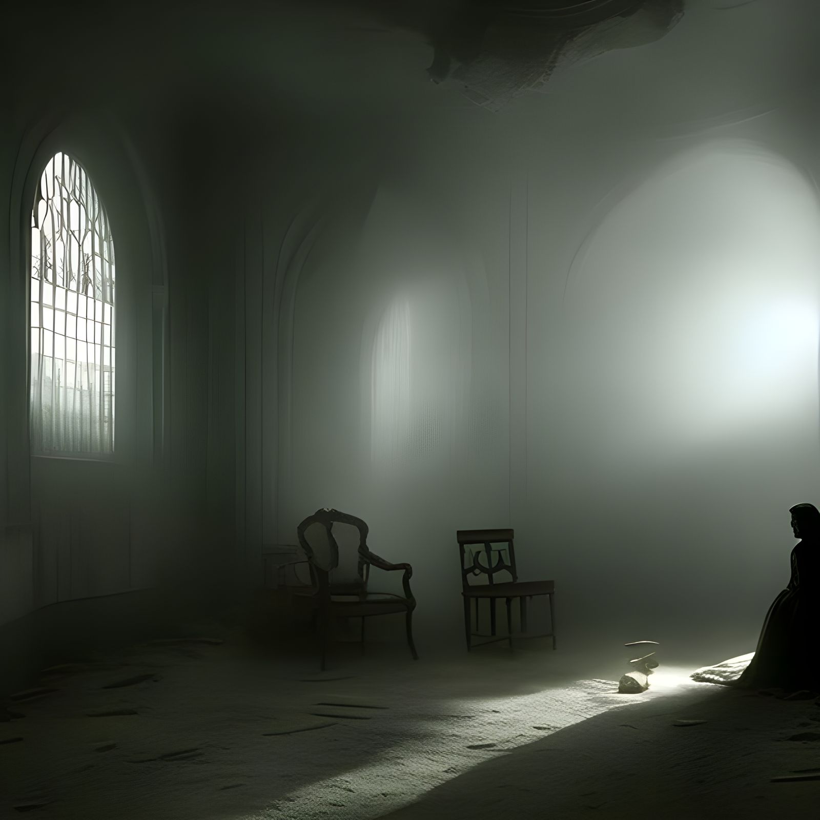 Sinister Mental Hospital Patient in Empty Room