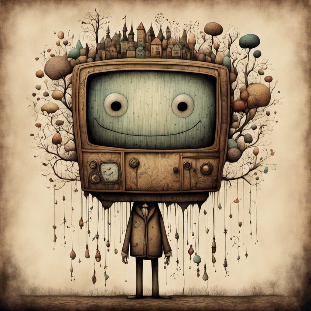 TV Head Graffiti Art with Polychromatic Details