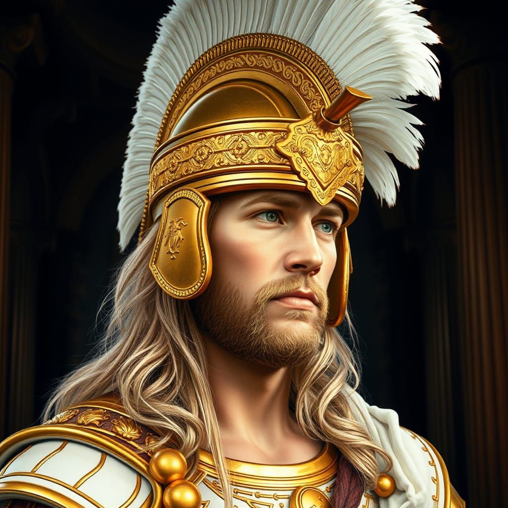 Alexander the Great Portrait with Golden Helmet