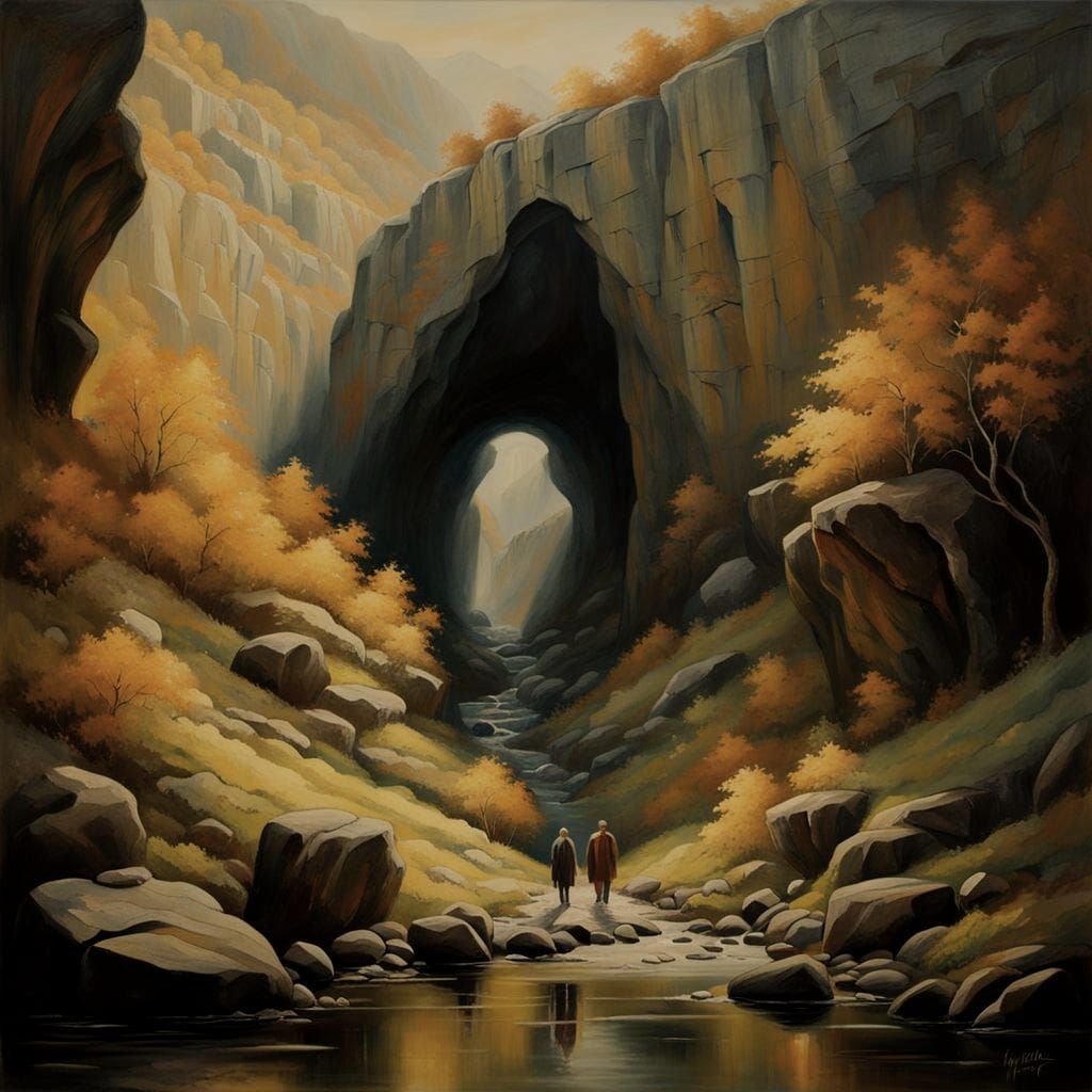 Cave Hermitage in Welsh Landscape: Anime Cinematic Art