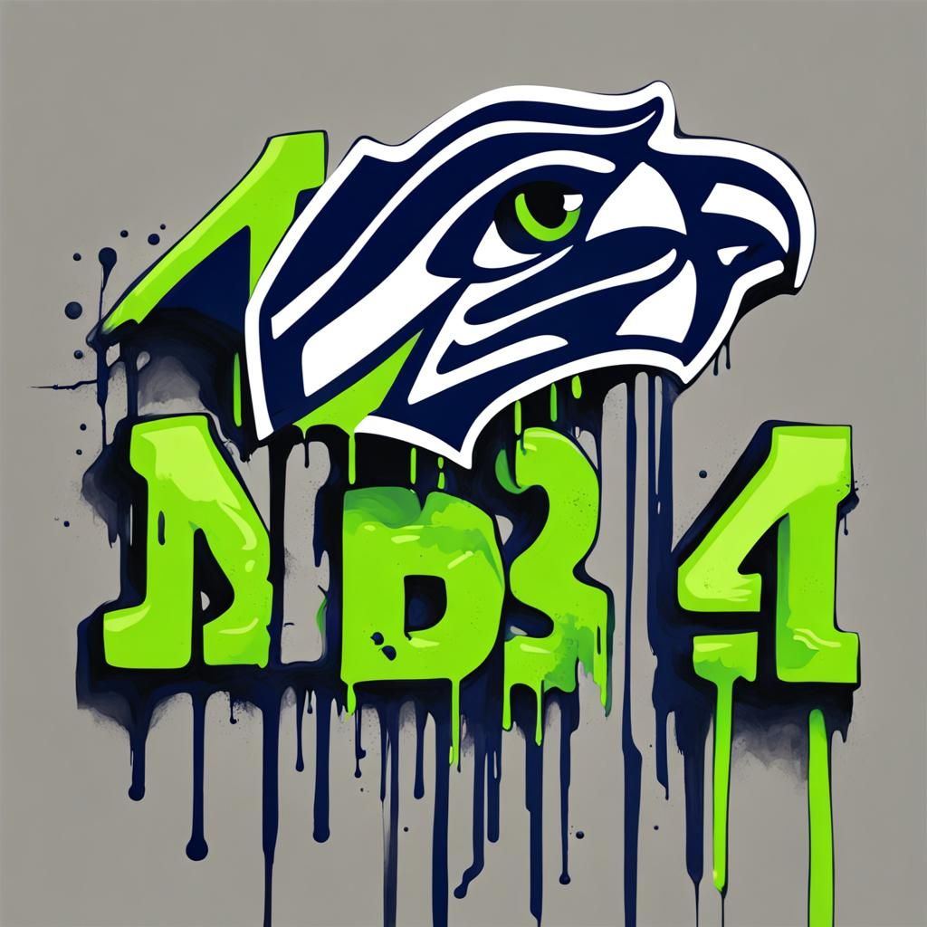Seattle Seahawks Logo in Neon Graffiti Art