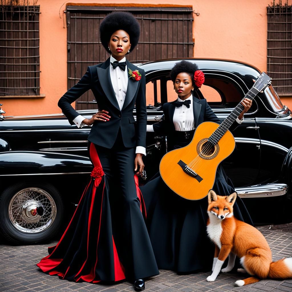 Two Women on a Car Top Having Fun