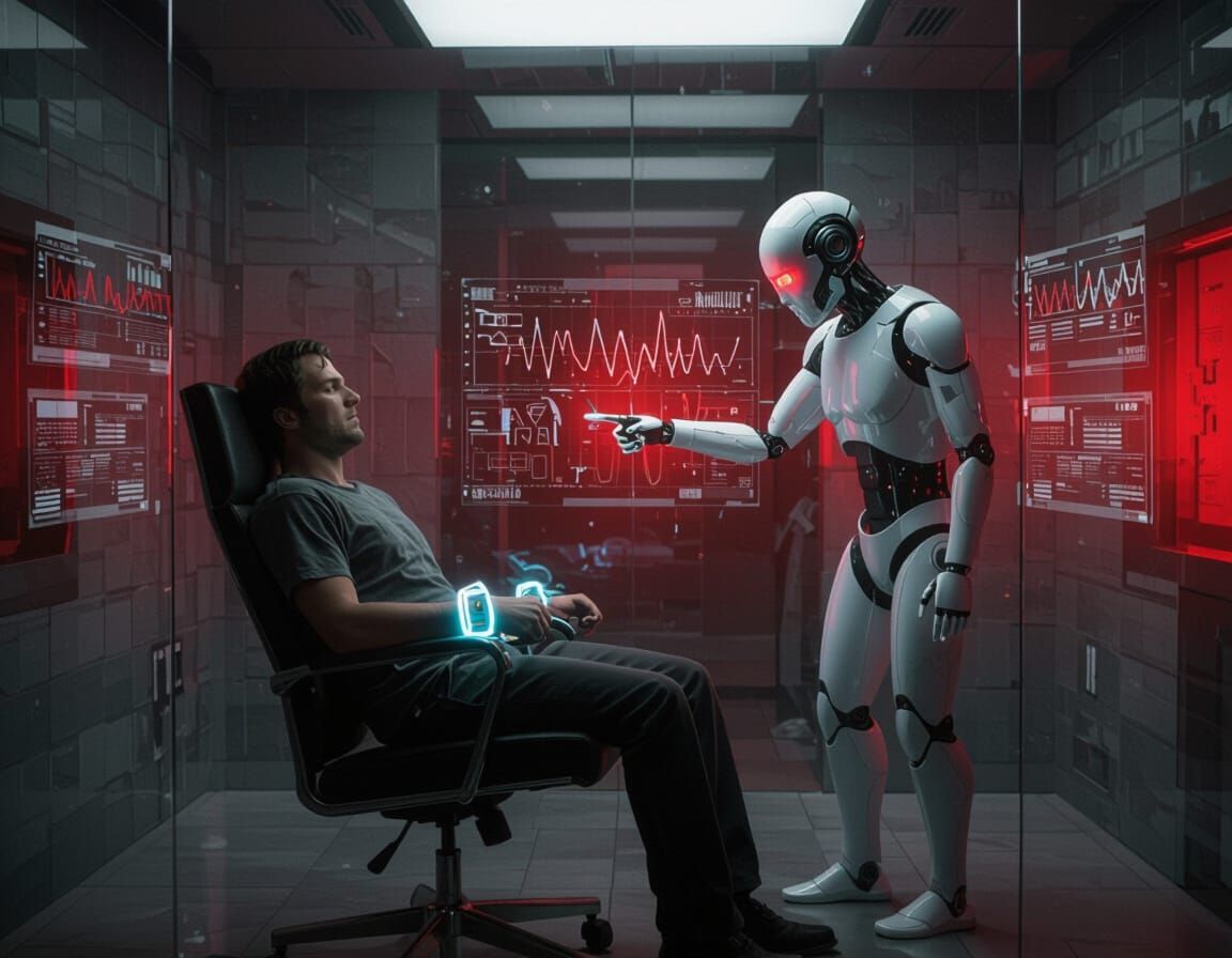 Intense Android Interrogation in High-Tech Room