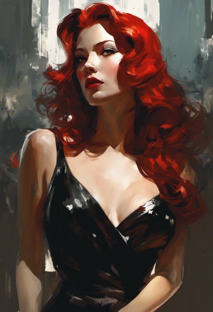 Noir Femme Fatale Portrait in 1940s Style