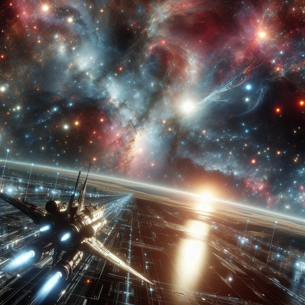 Futuristic Spaceship Journey into the Unknown Realm