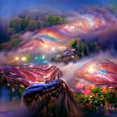 Rainbow Mountain and Galaxy Lake in Ethereal Style