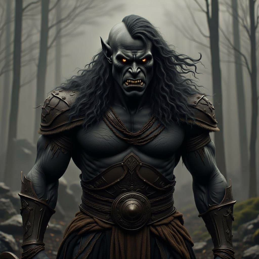 Black Orc Warchief With Necromancer Aura