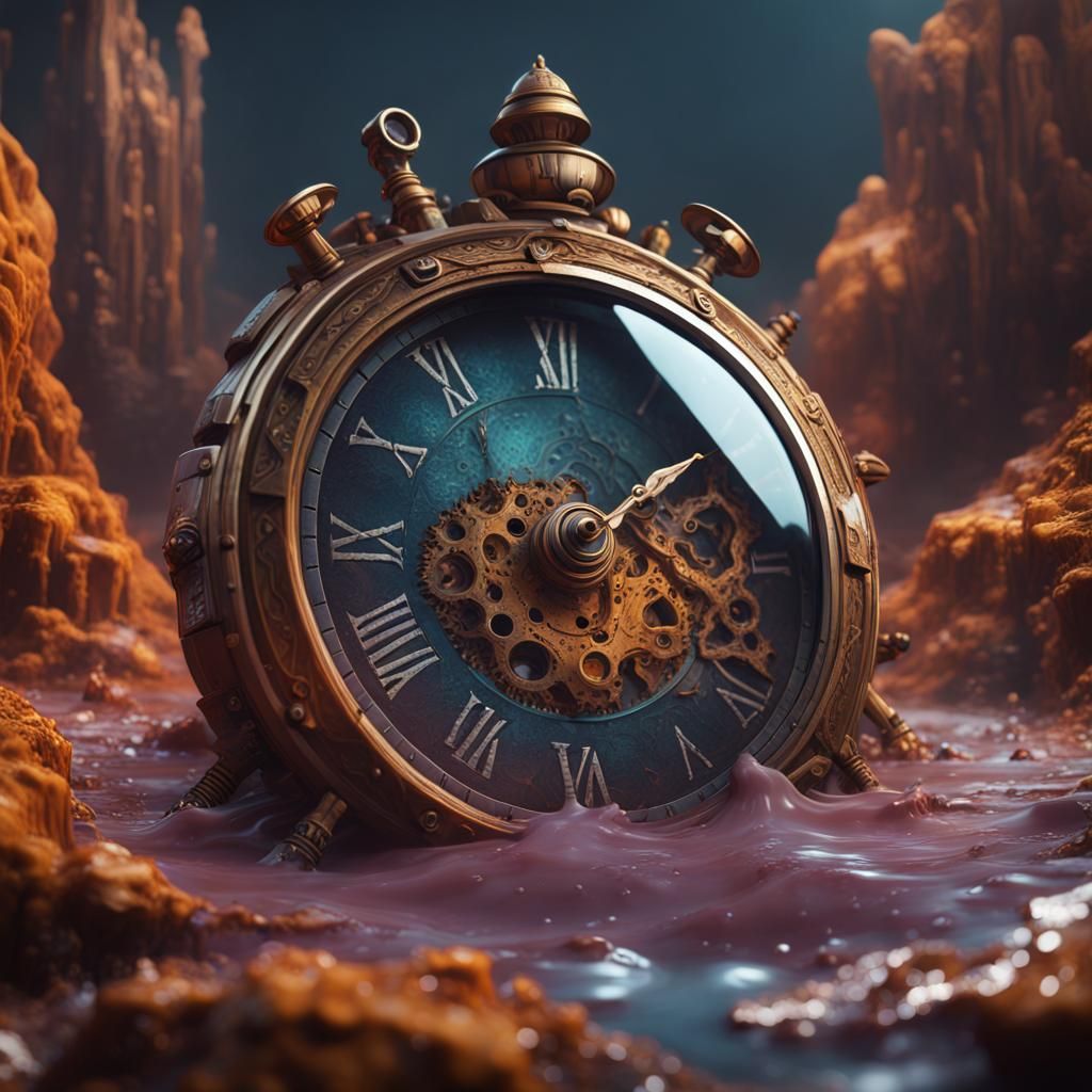 Melting Time Watch in Detailed Matte Painting