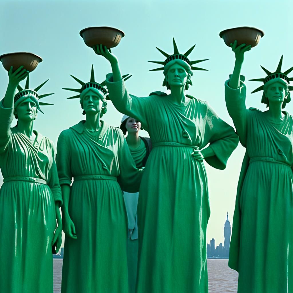 Skeletal Liberty Singers Appeal to New York