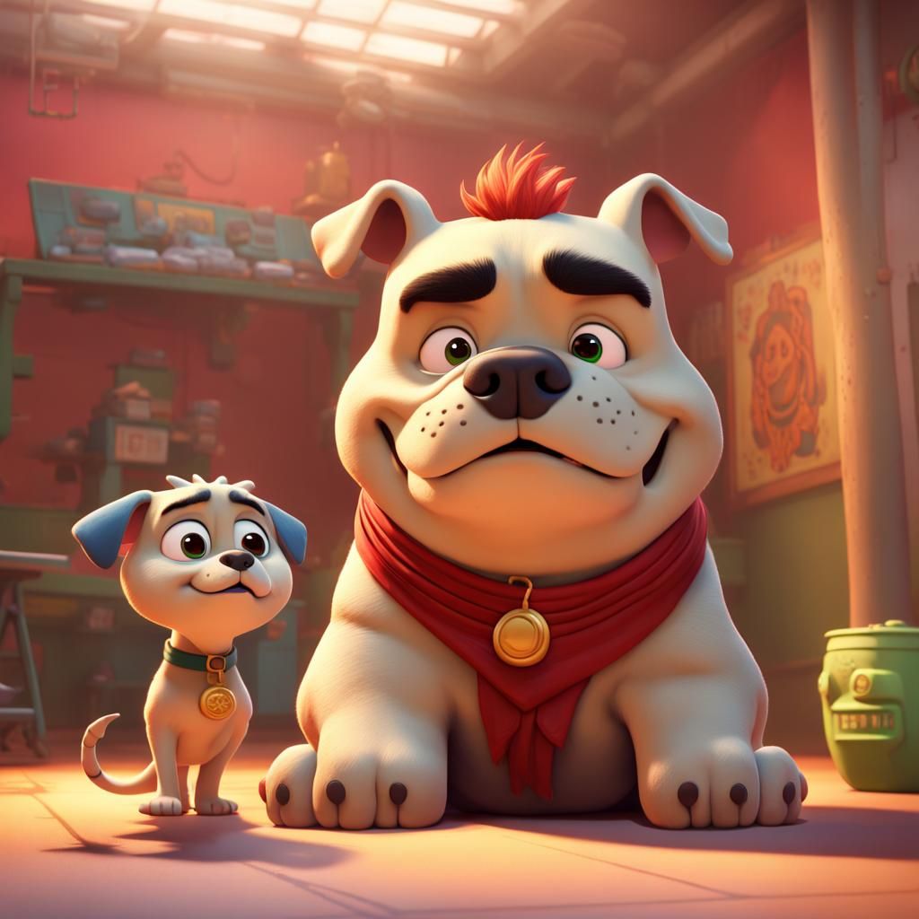 Jake Long and Fu Dog Meet: Pixar Style