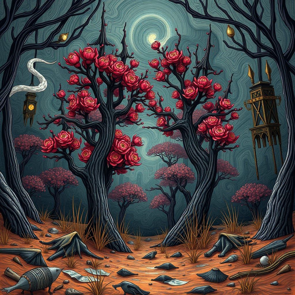Enchanted Woodland Scene in Mystical Style