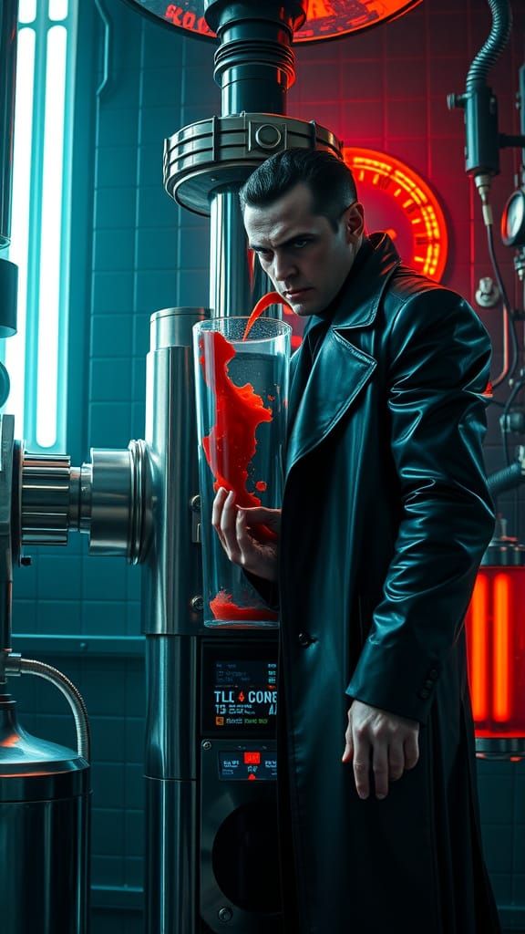 Dark Vampire Feeds Victim to Futuristic Juicer in Cyberpunk ...