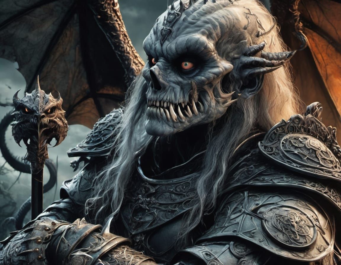 Colossal Warrior Engages Dragon in Epic Battle