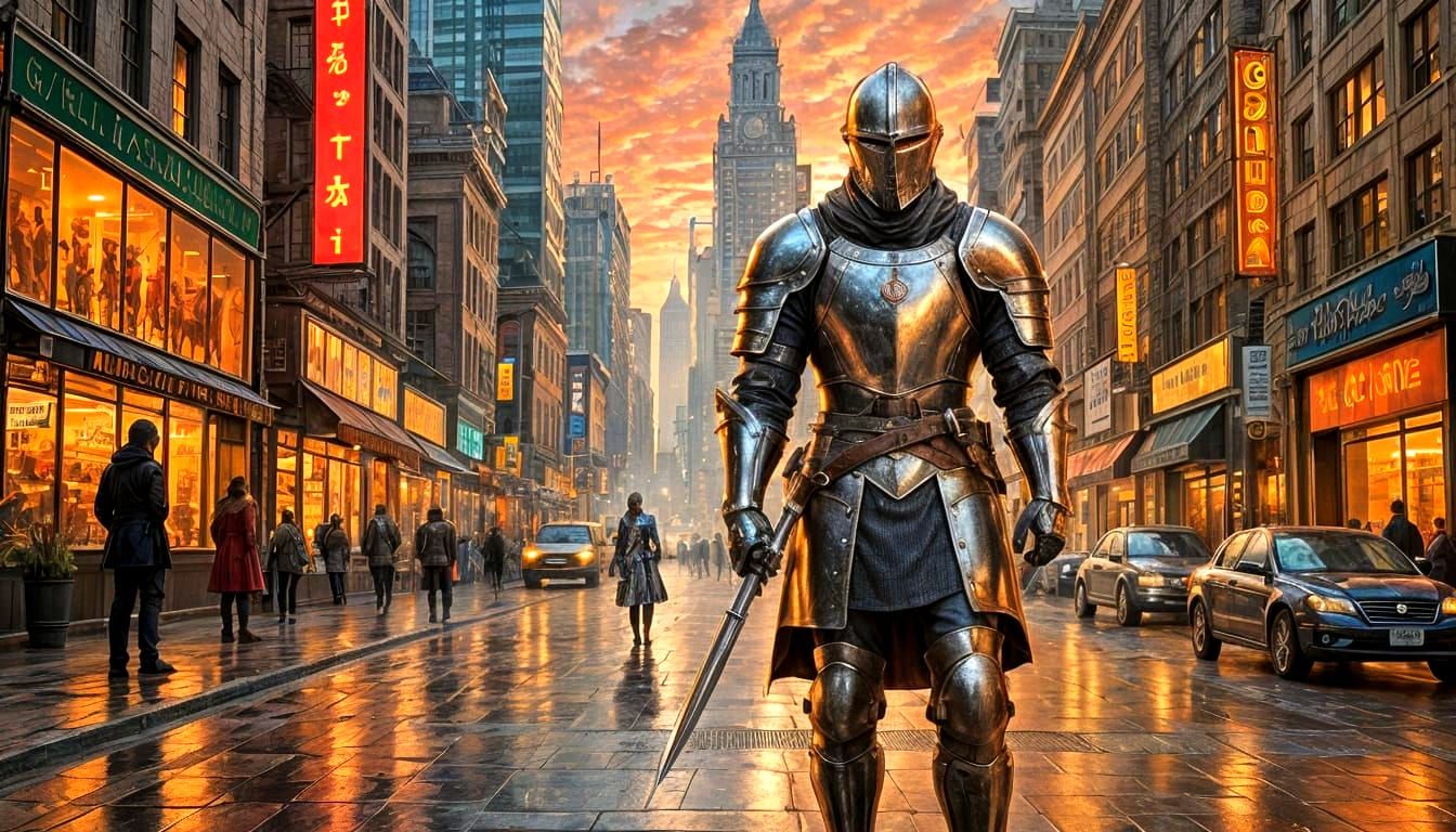 Knight in Shining Armor: Whimsical Oil Painting