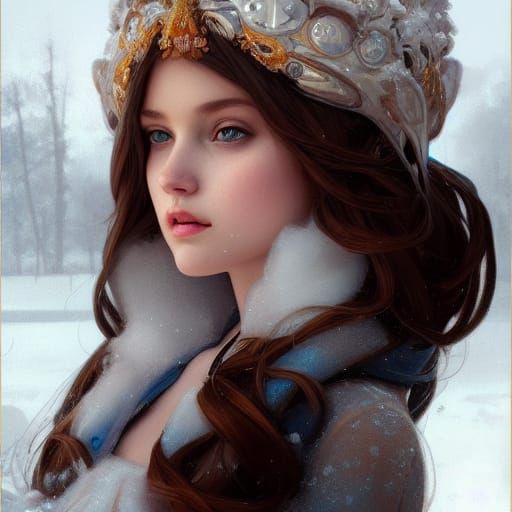 Snow Princess Portrait in Artgerm Style