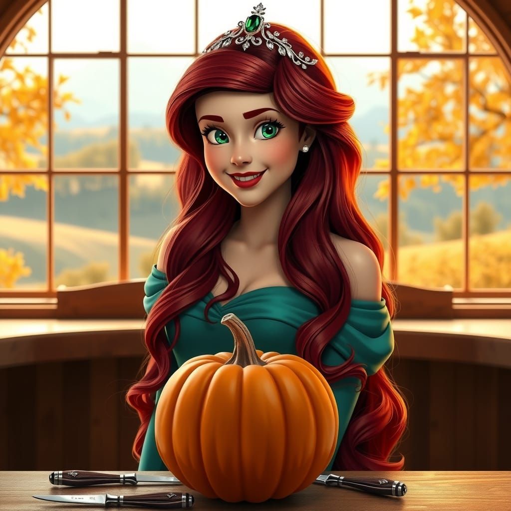 Ariel in Autumn Ballgown by Firelight
