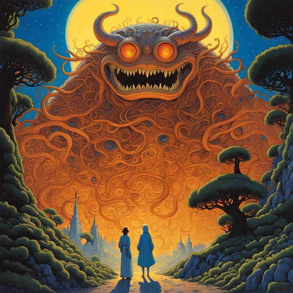 Pretzel Monster with Human Face, Masterpiece Style