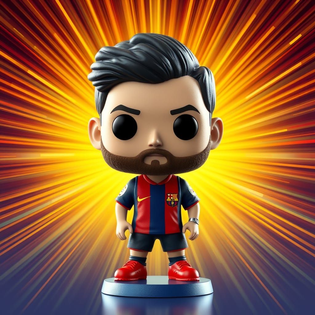 Lionel Messi in Argentine Soccer Jersey in a Vibrant Cyberpu...