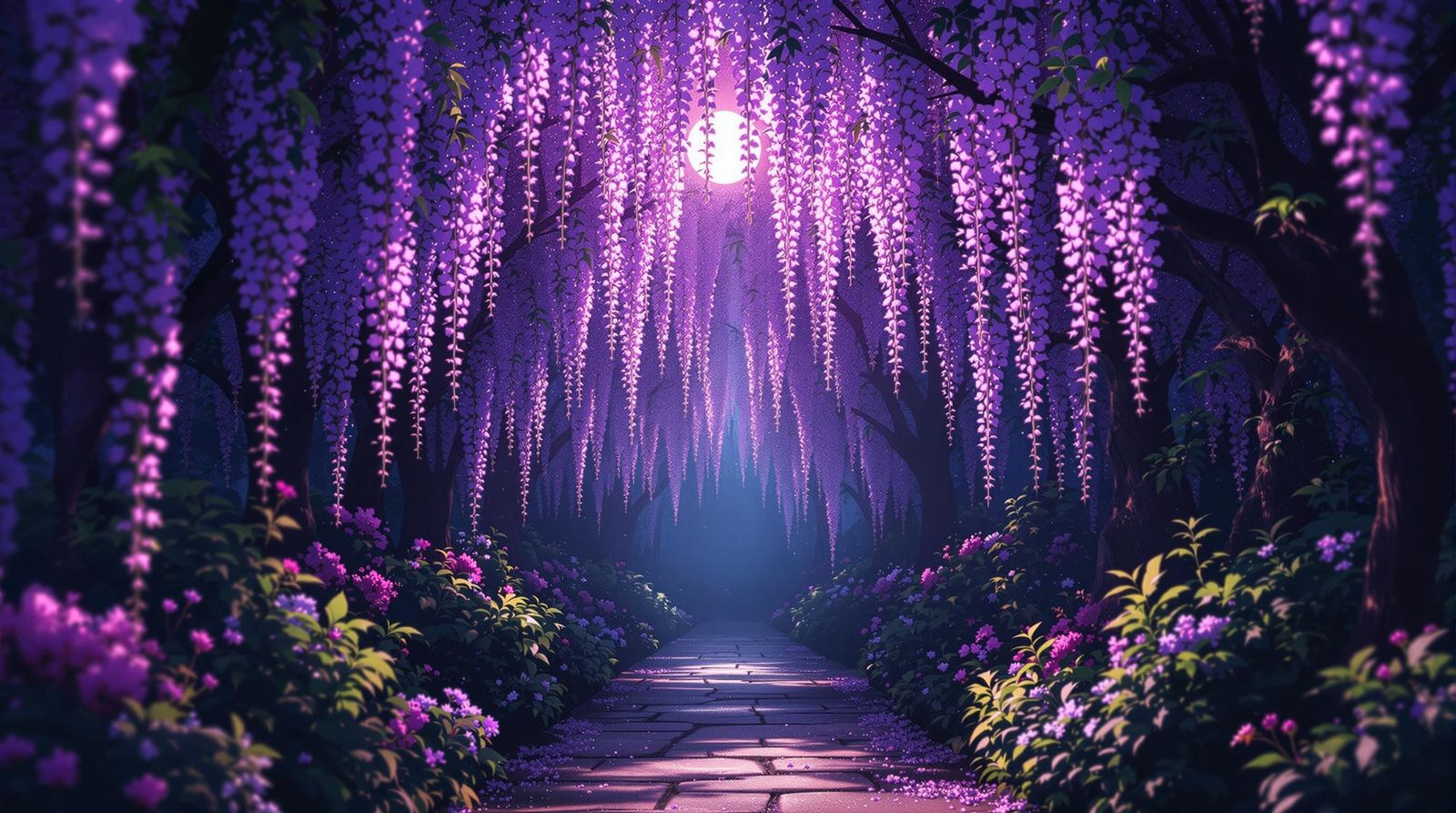 Ethereal Wisteria Garden Twilight