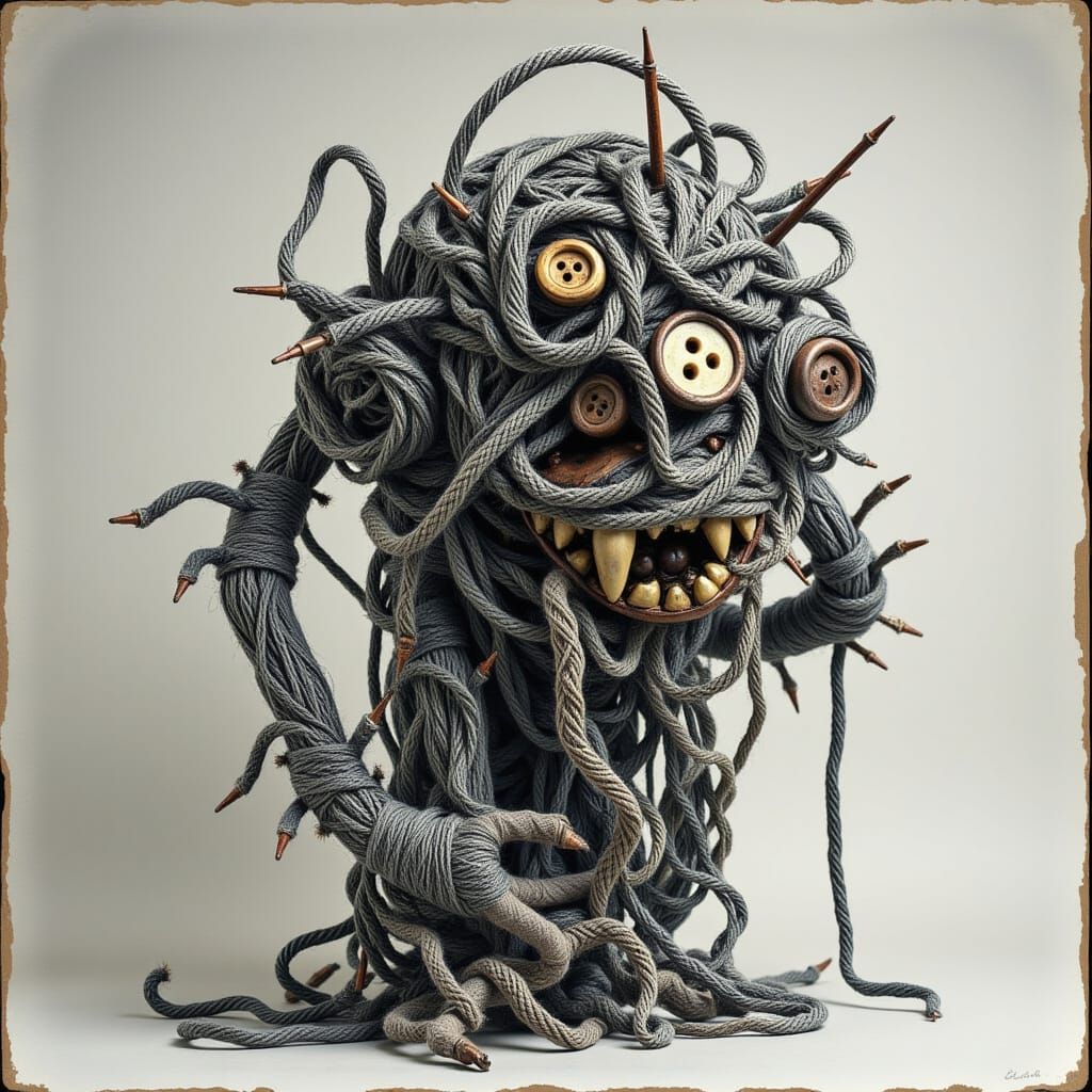 Intricate Twisted Wire Sculpture in Digital Art Style