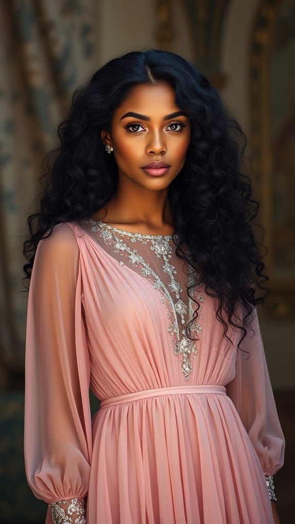 Ethereal Beauty in Antique Pink A-Line Gown