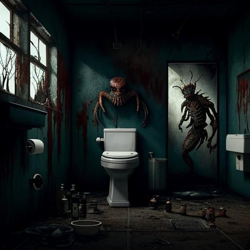 Toilet Filled with Lurking Creatures: Digital Matte Painting