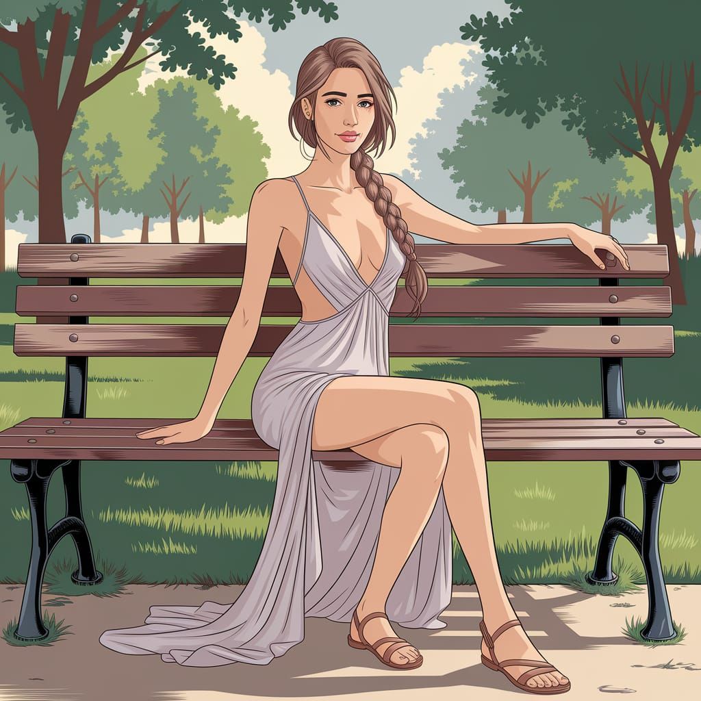 Serene Summer Moment in a Park