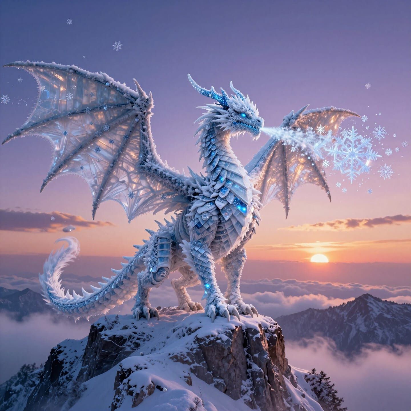 Magnificent Snowflake Dragon at Twilight