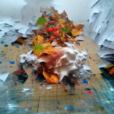 disintegration of paper and foam in autumn