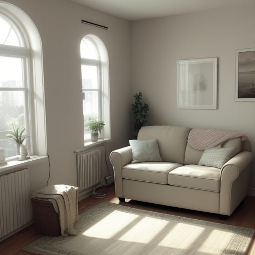 Cozy Studio Apartment Interior in Warm Beige Tones