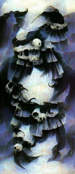 Victorian Goth Figure with Skulls in Dark Fantasy Style