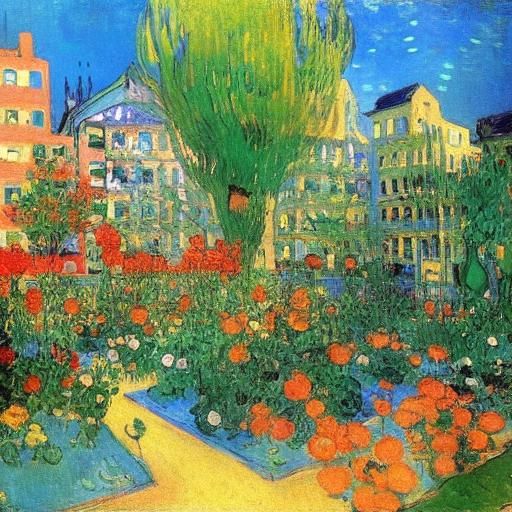 Mermaids in an Urban Garden, Expressionist Style