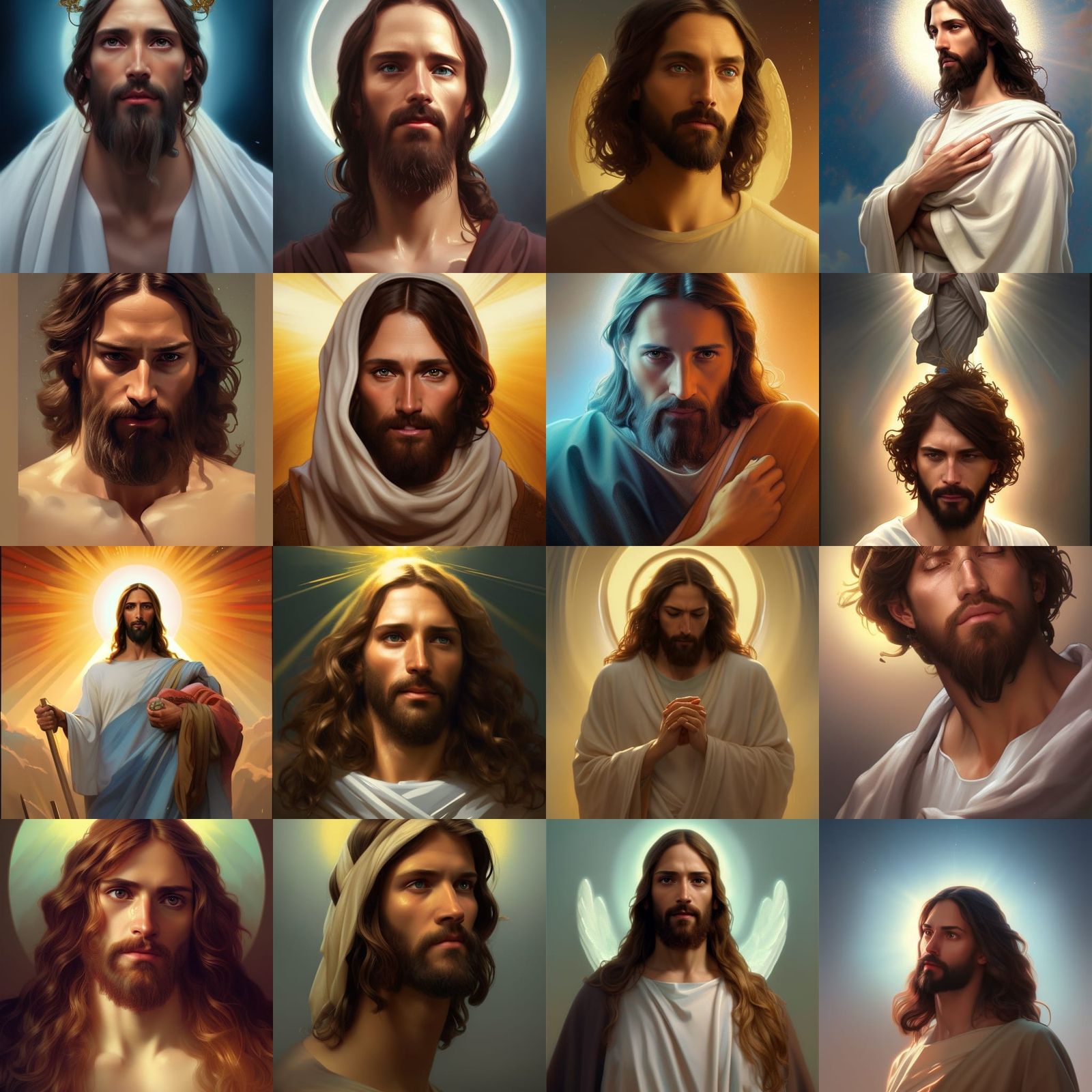 Heavenly Portrait of Jesus Christ in Art Nouveau Style