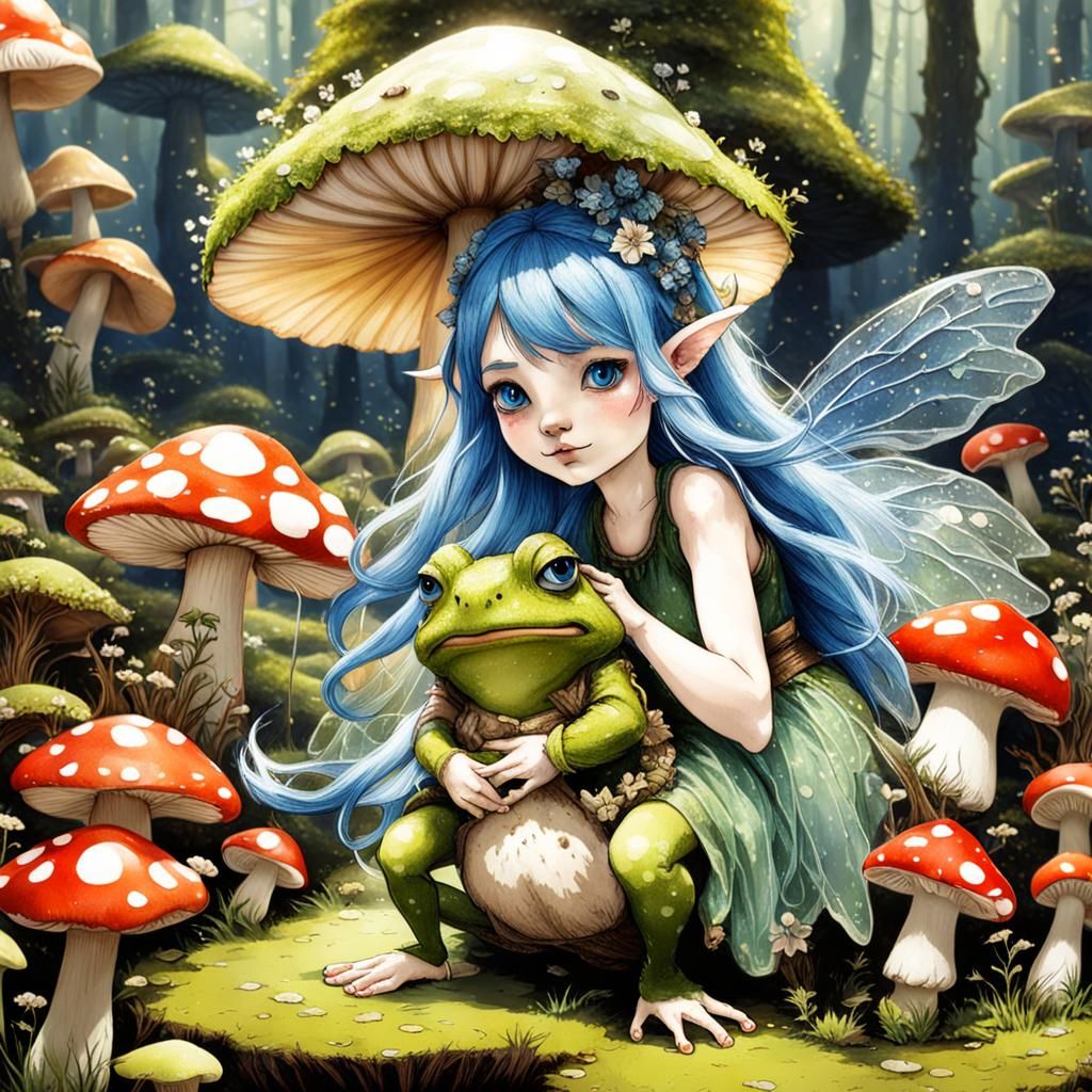 Mushroom Fairy with Toad Friend