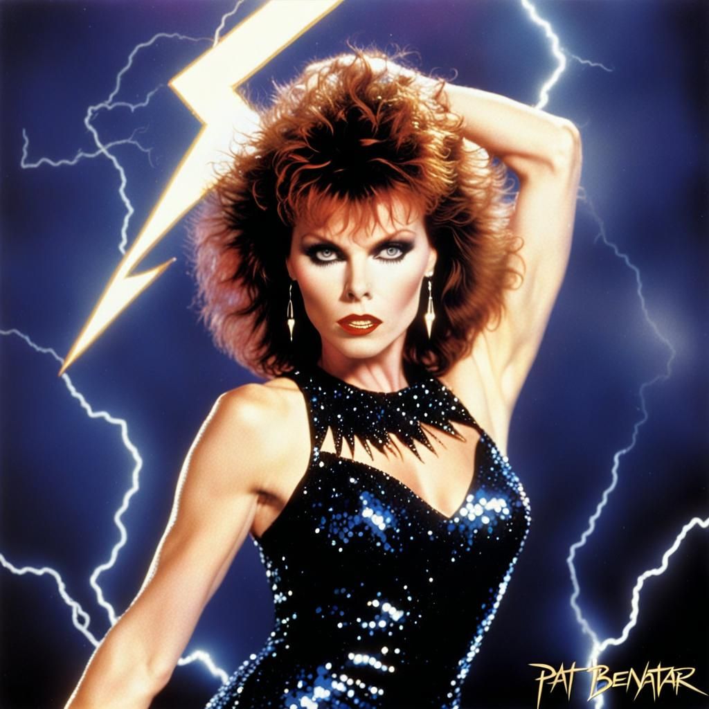 Eighties Rockstar Album Cover with Lightning