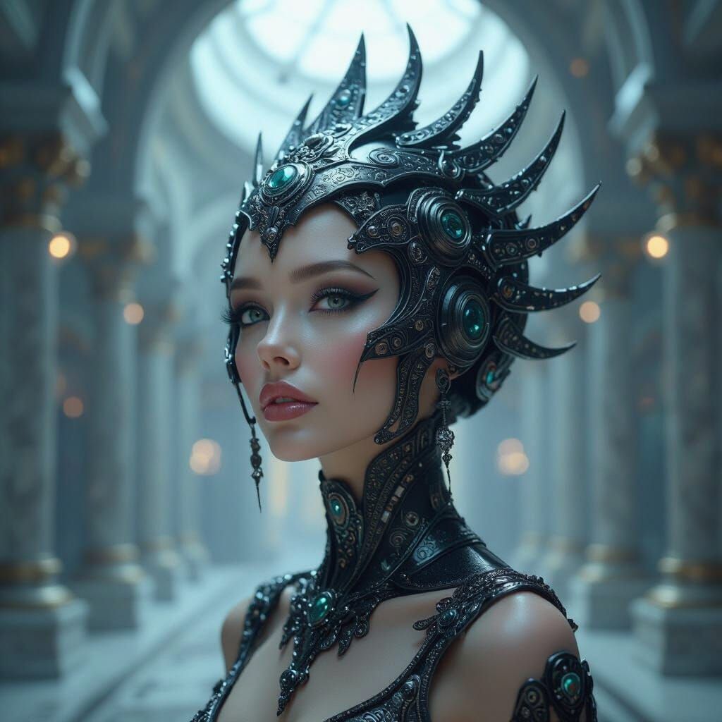 Futuristic Goddess in Biomechanical Style