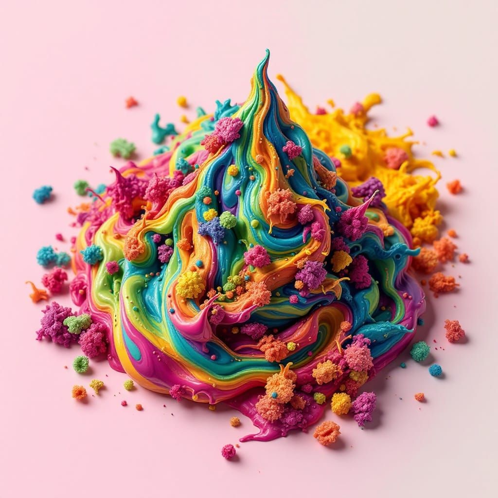 Surreal Colorful Feces in Pop Art Style
