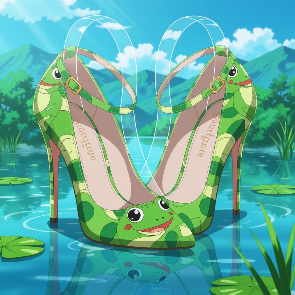Anime-Style Frog Themed Heels