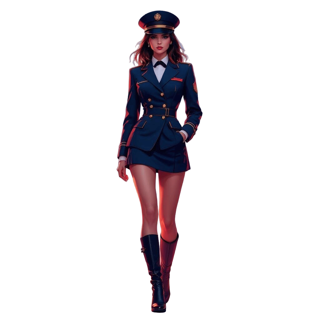 Confident Young Woman in Uniform: Digital Painting
