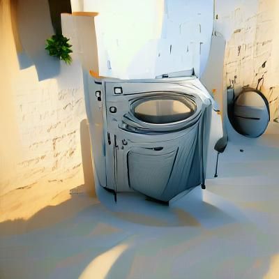 Humorous Washing Machine in 3D Rendered Style
