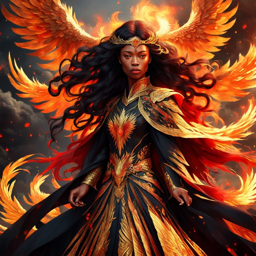 Regal Phoenix Goddess in Cinematic Digital Art