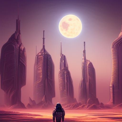 Futuristic City on Mars: Digital Art Concept